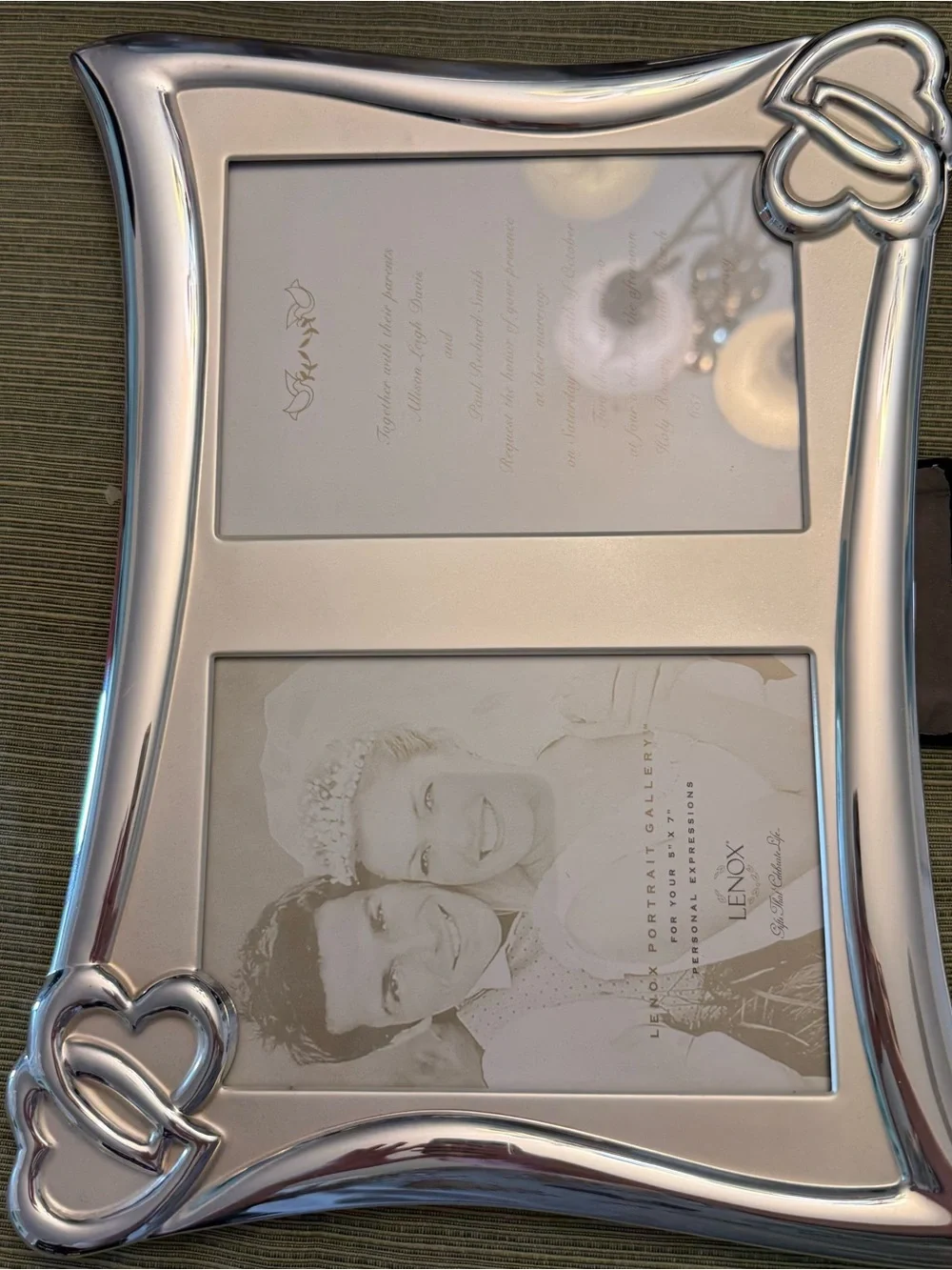 2 LENOX SILVER PLATED WEDDING PROMISES FRAMES 8x10 AND DOUBLE 5x7 FRAME LOVE